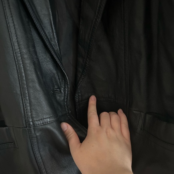 Vintage Black Leather Long Jacket - Picture 7 of 10